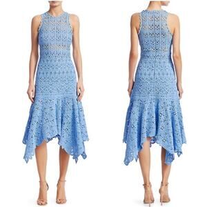 Jonathan Simkhai Floral crochet blue midi dress Sz 6